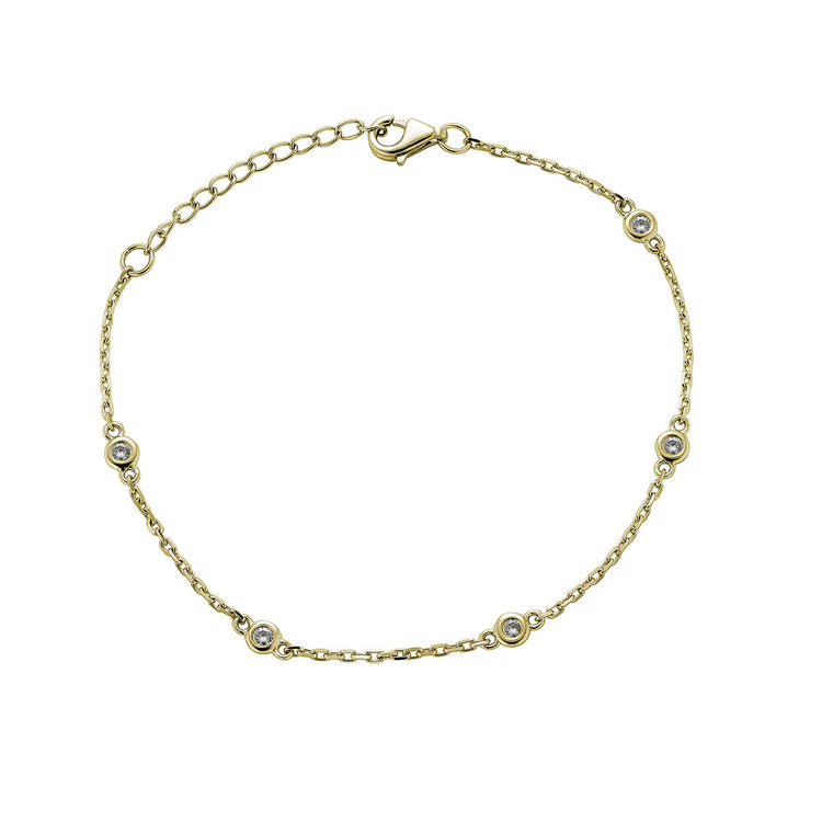 14K Bezel Station Bracelet