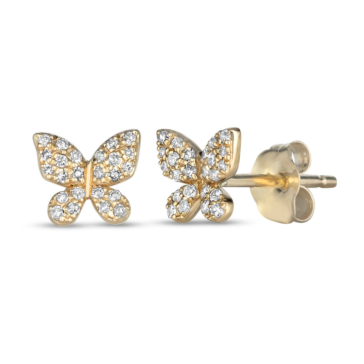 14K Diamond Butterfly Studs