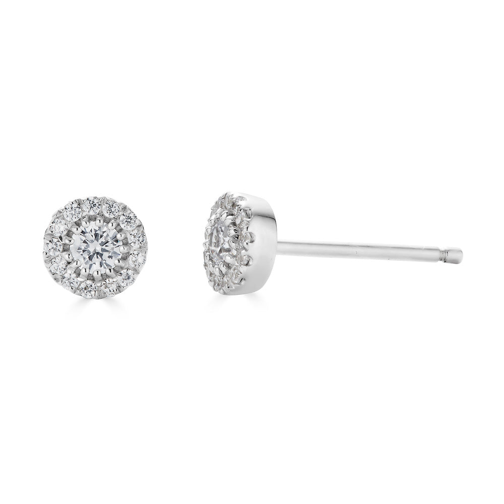 Diamond Halo Stud Earrings