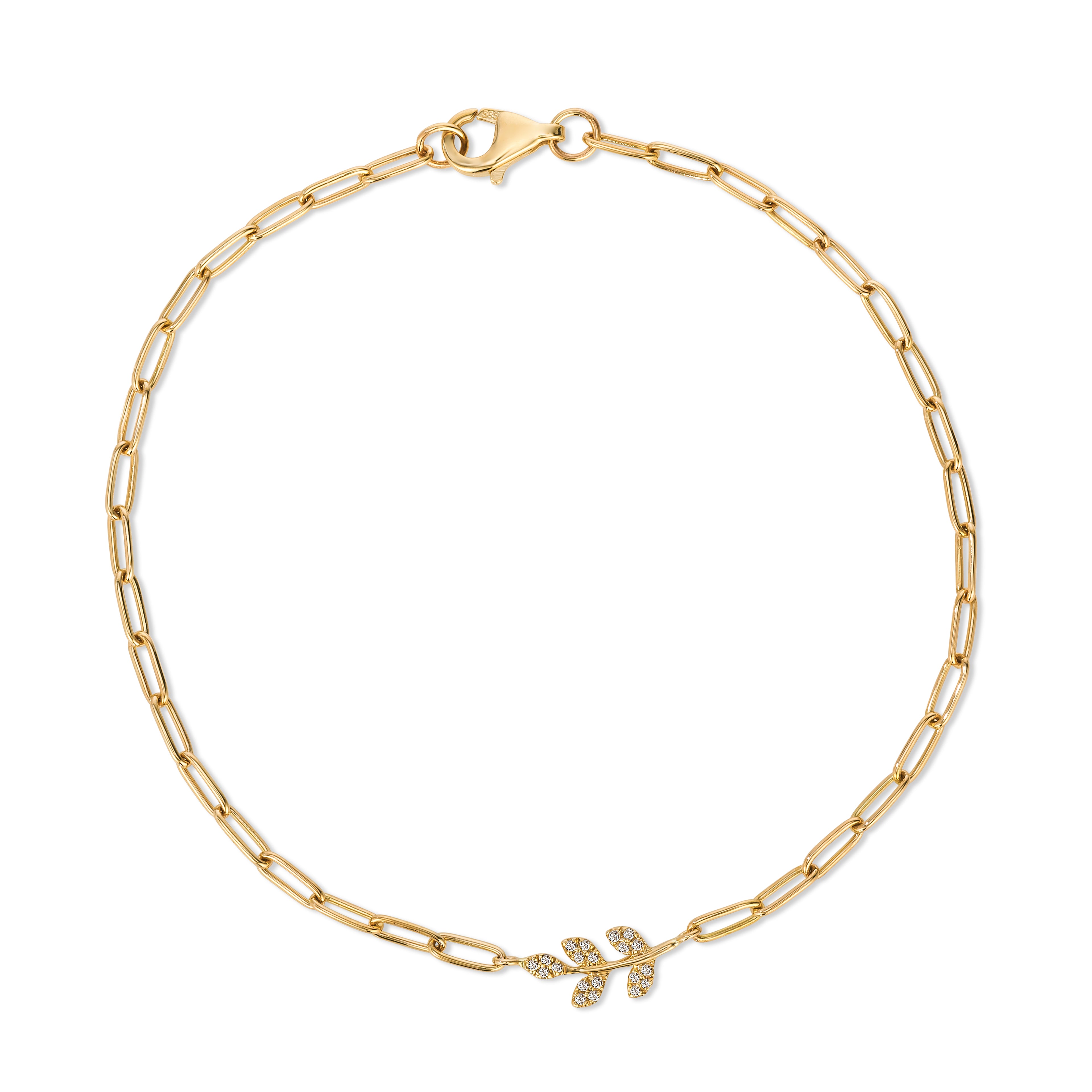 14K Diamond Leaf Bracelet