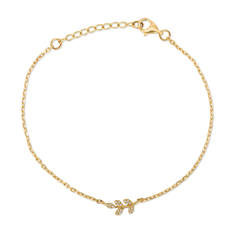 14K Diamond Leaf Bracelet