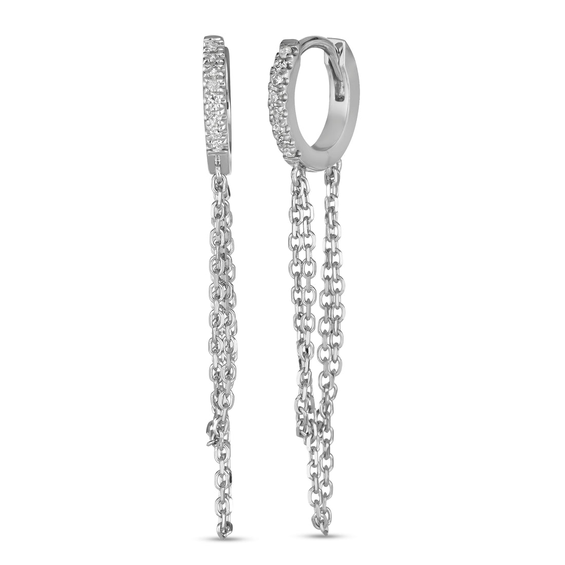 14K Diamond Huggies with Chain