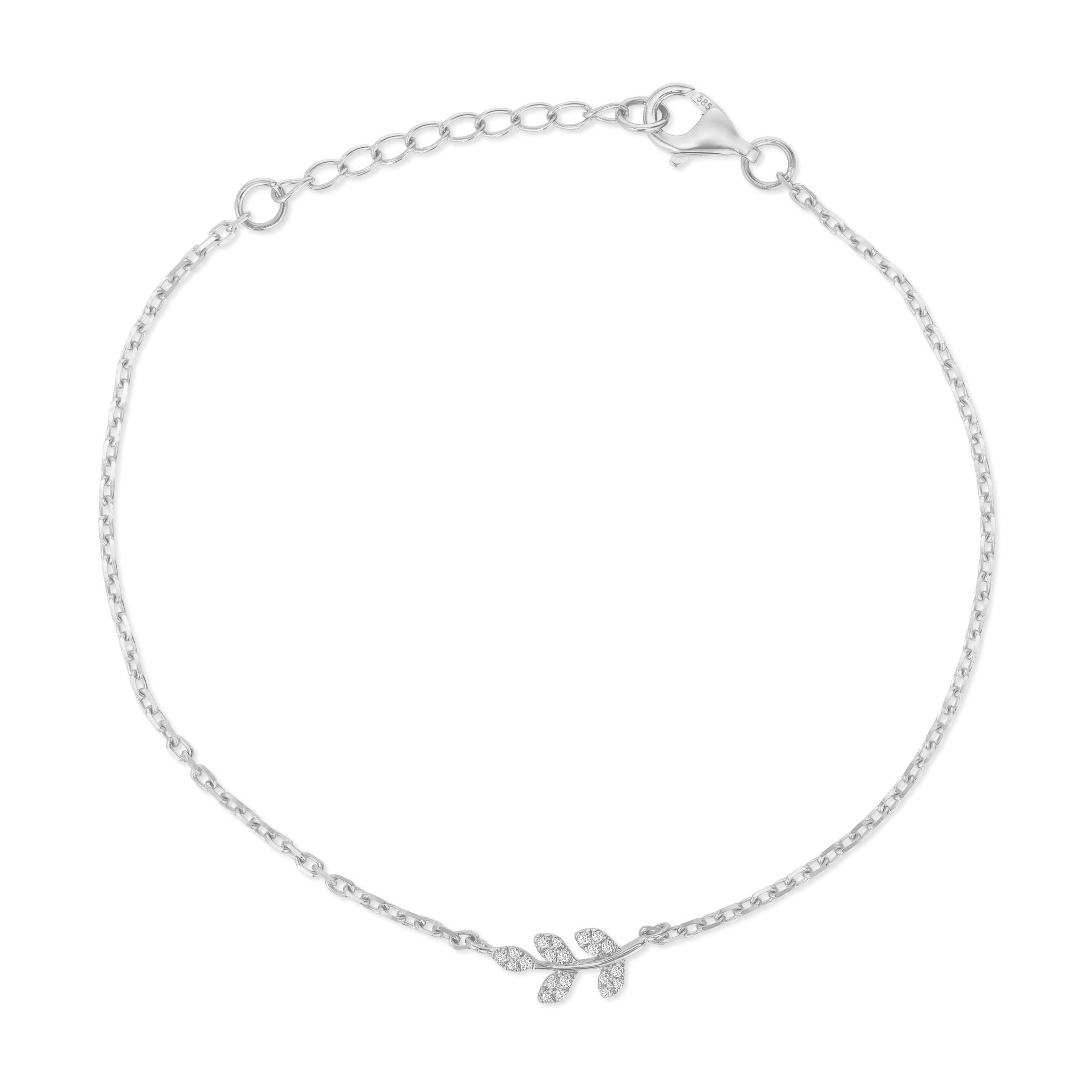 14K Diamond Leaf Bracelet