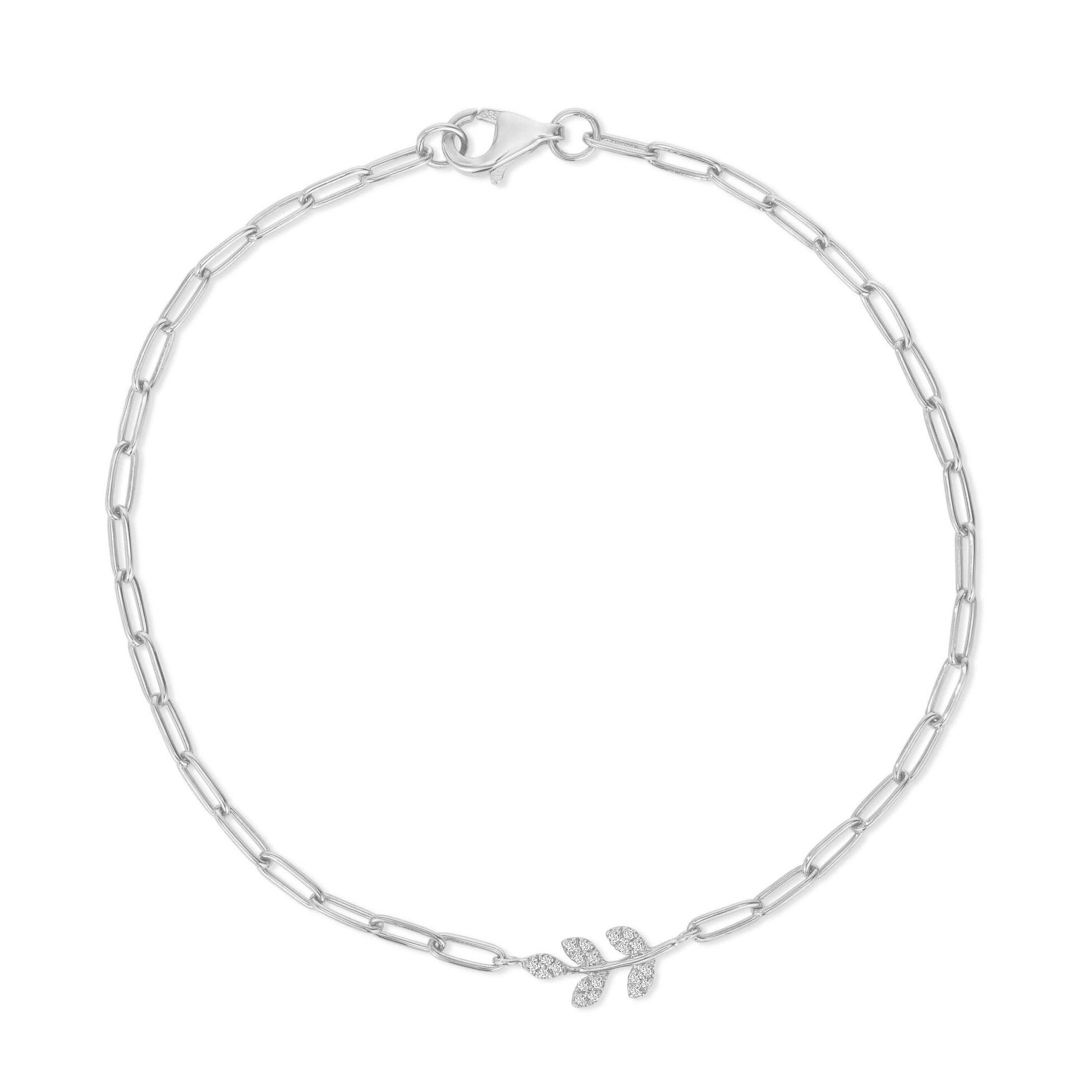 14K Diamond Leaf Bracelet