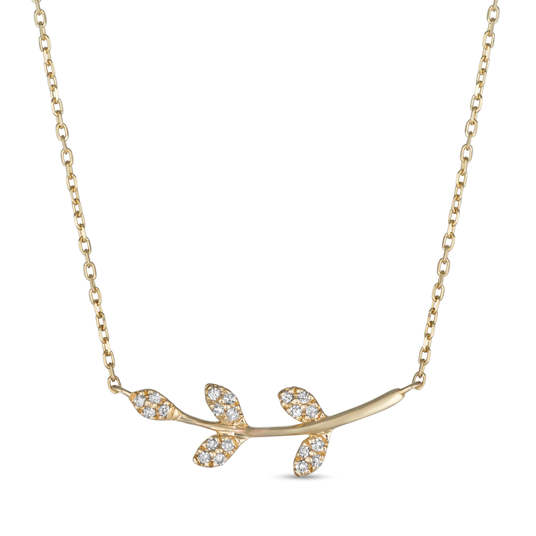 14K Diamond Leaf Necklace