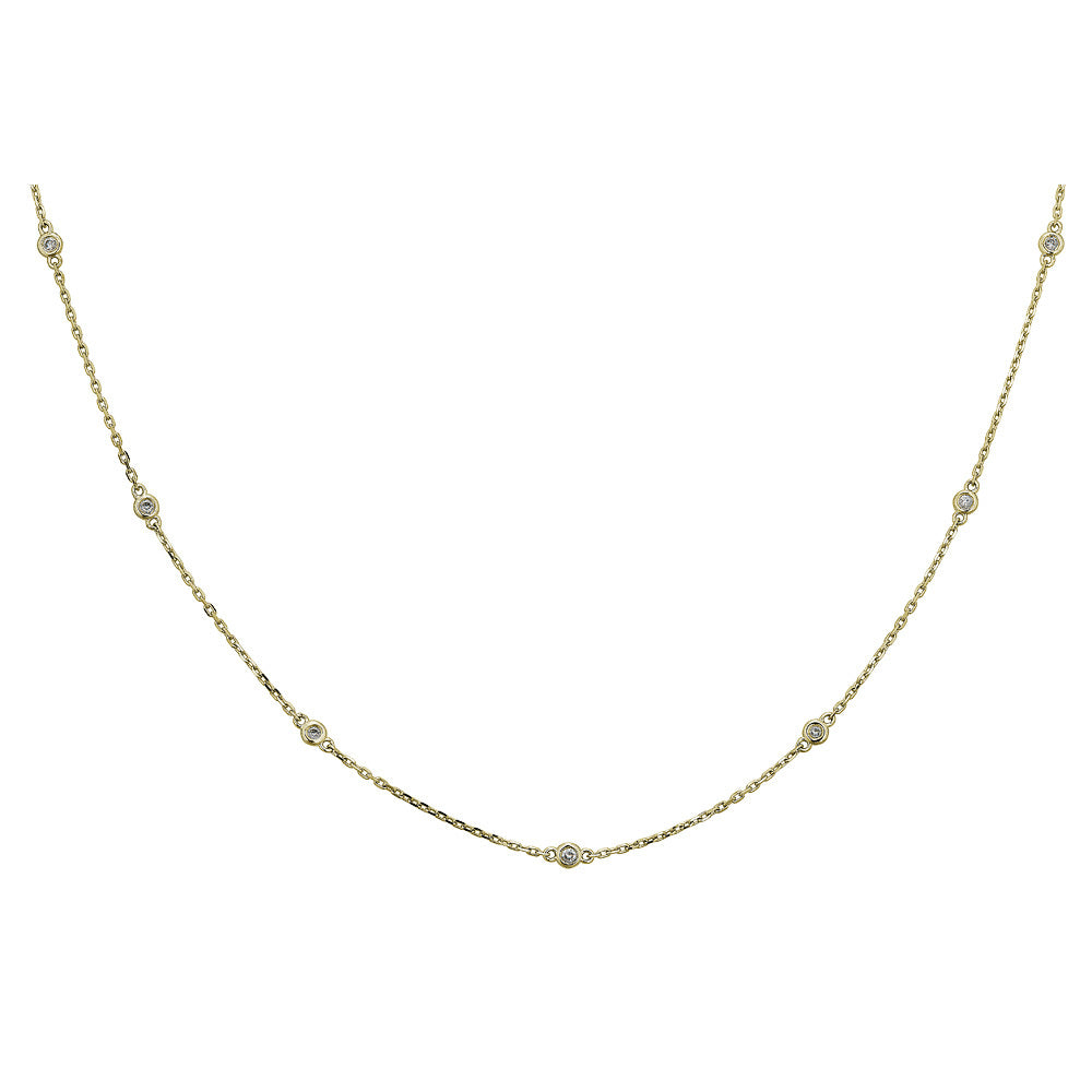 14K Bezel Station Necklace