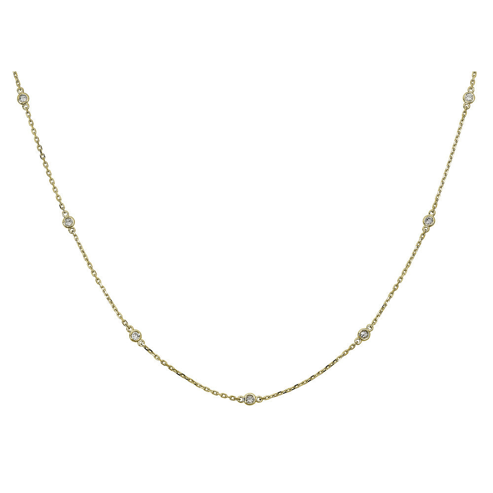 14K Diamond Station Necklace