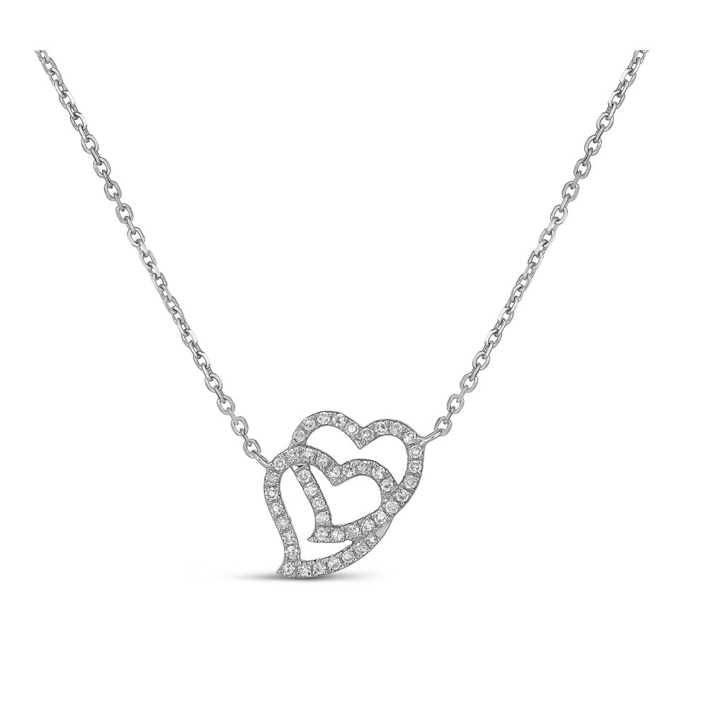 14K Gold Double Heart Necklace