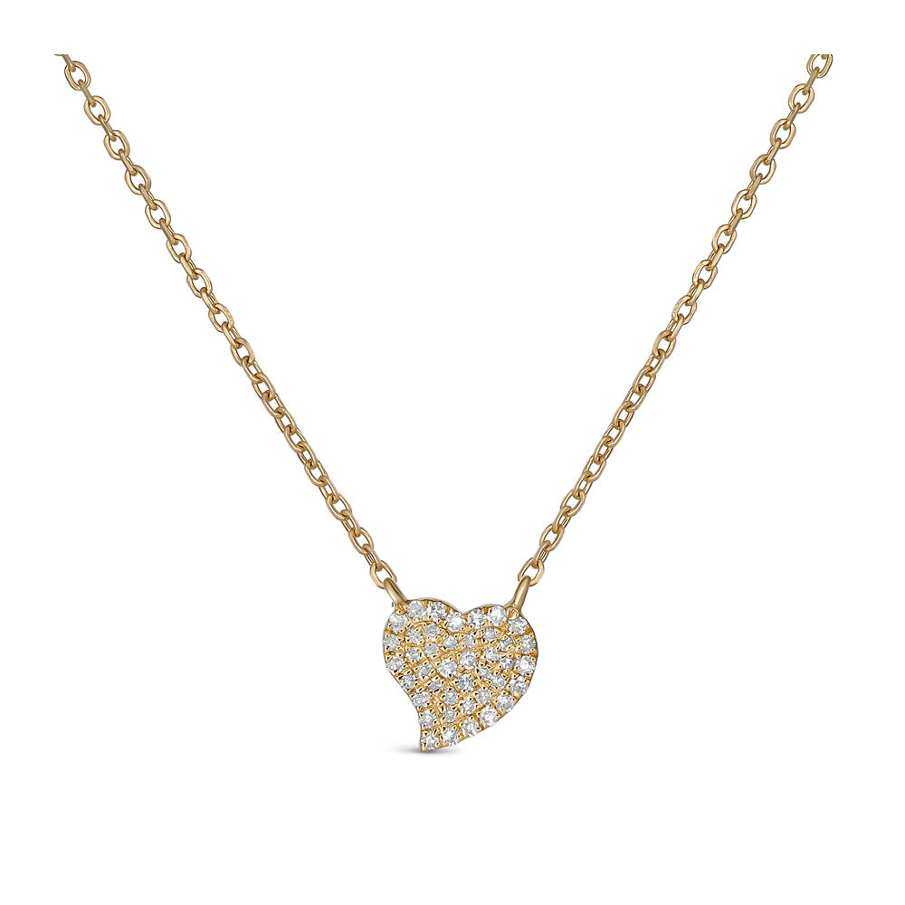 14K Gold Curved Heart Necklace