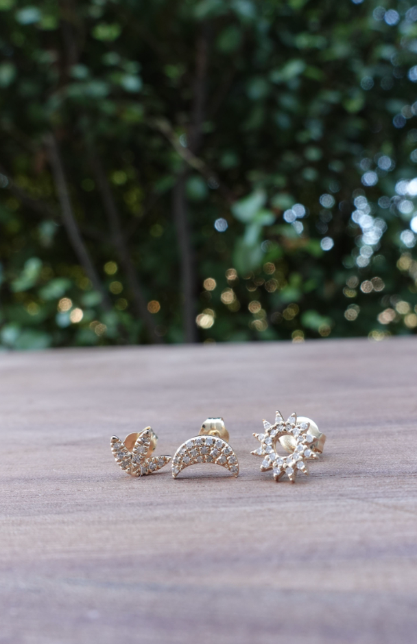 14K Diamond Marquise Cluster Stud Earrings