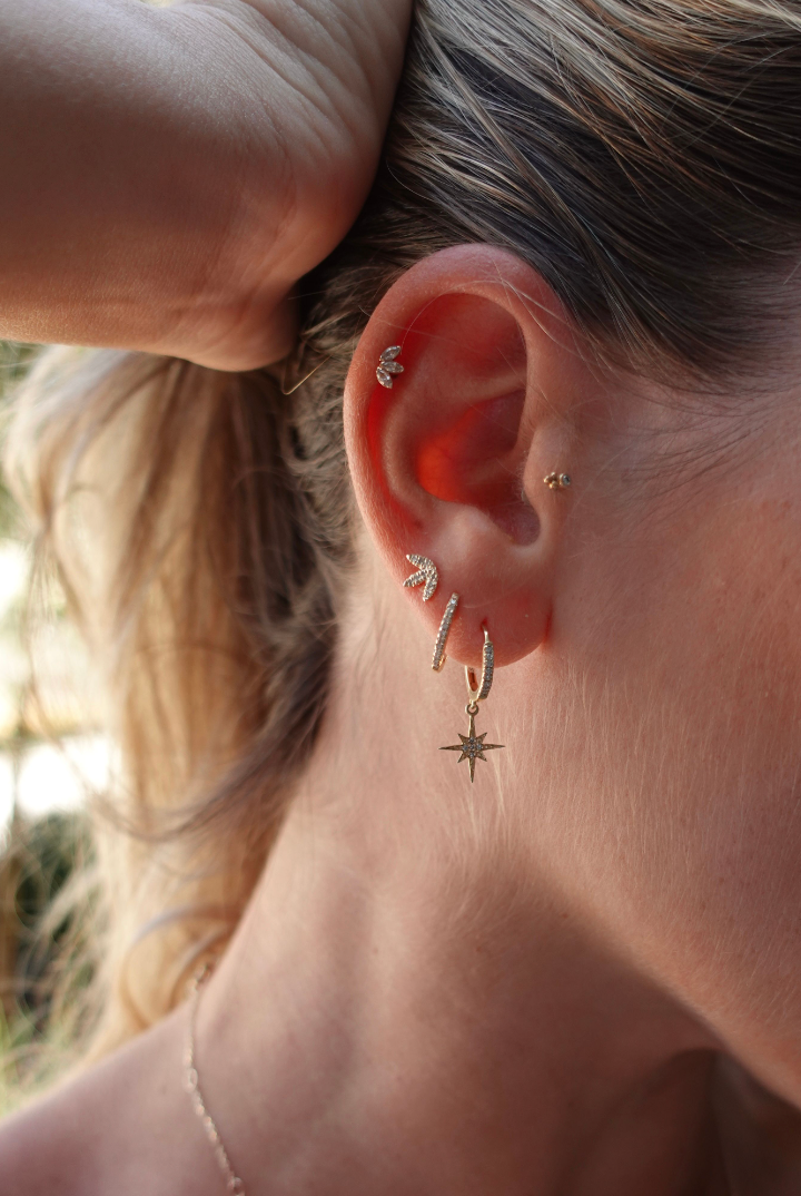 14K Diamond Marquise Cluster Stud Earrings
