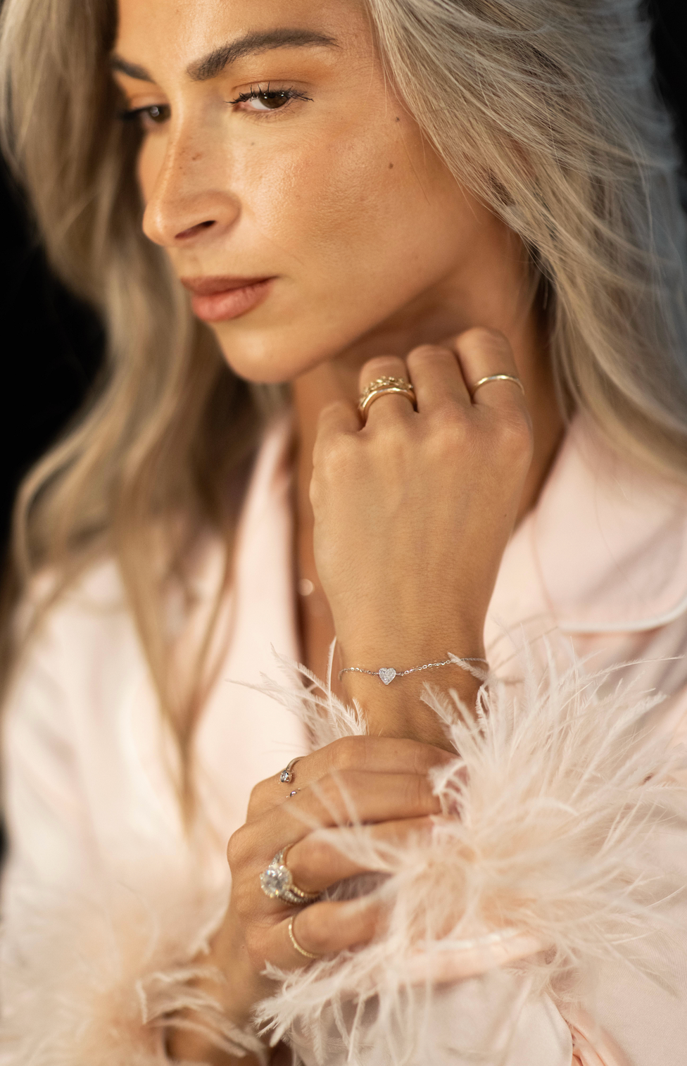 14K Diamond Heart Bracelet