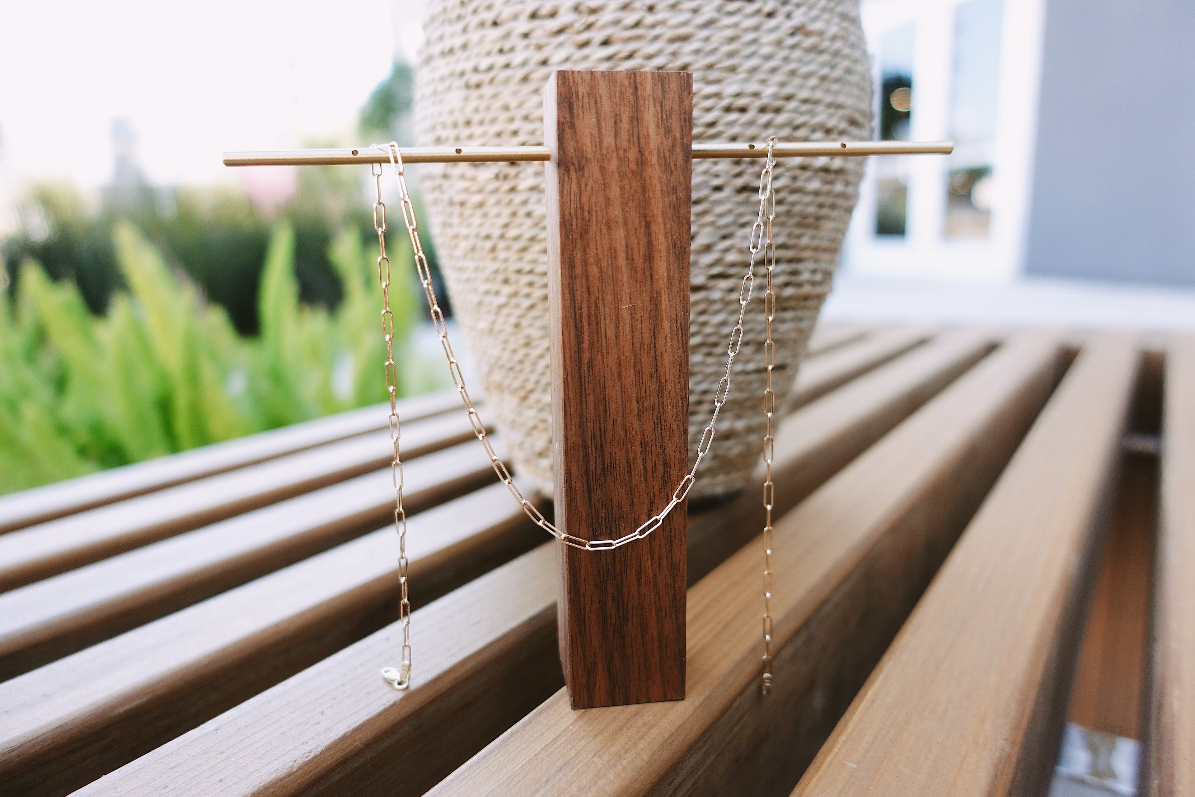 14K Gold Paper Clip Necklace