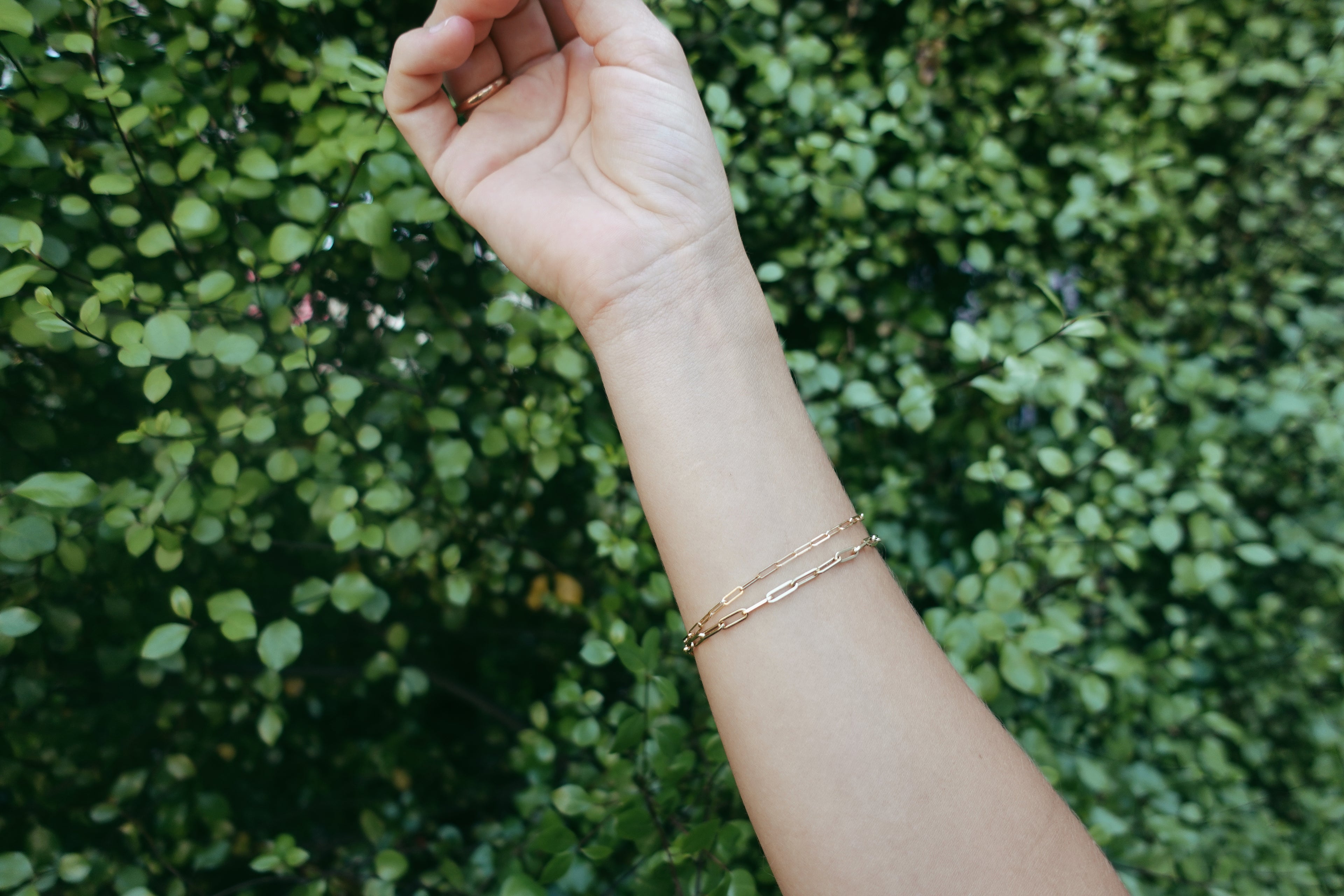 14K Gold Paper Clip Bracelet