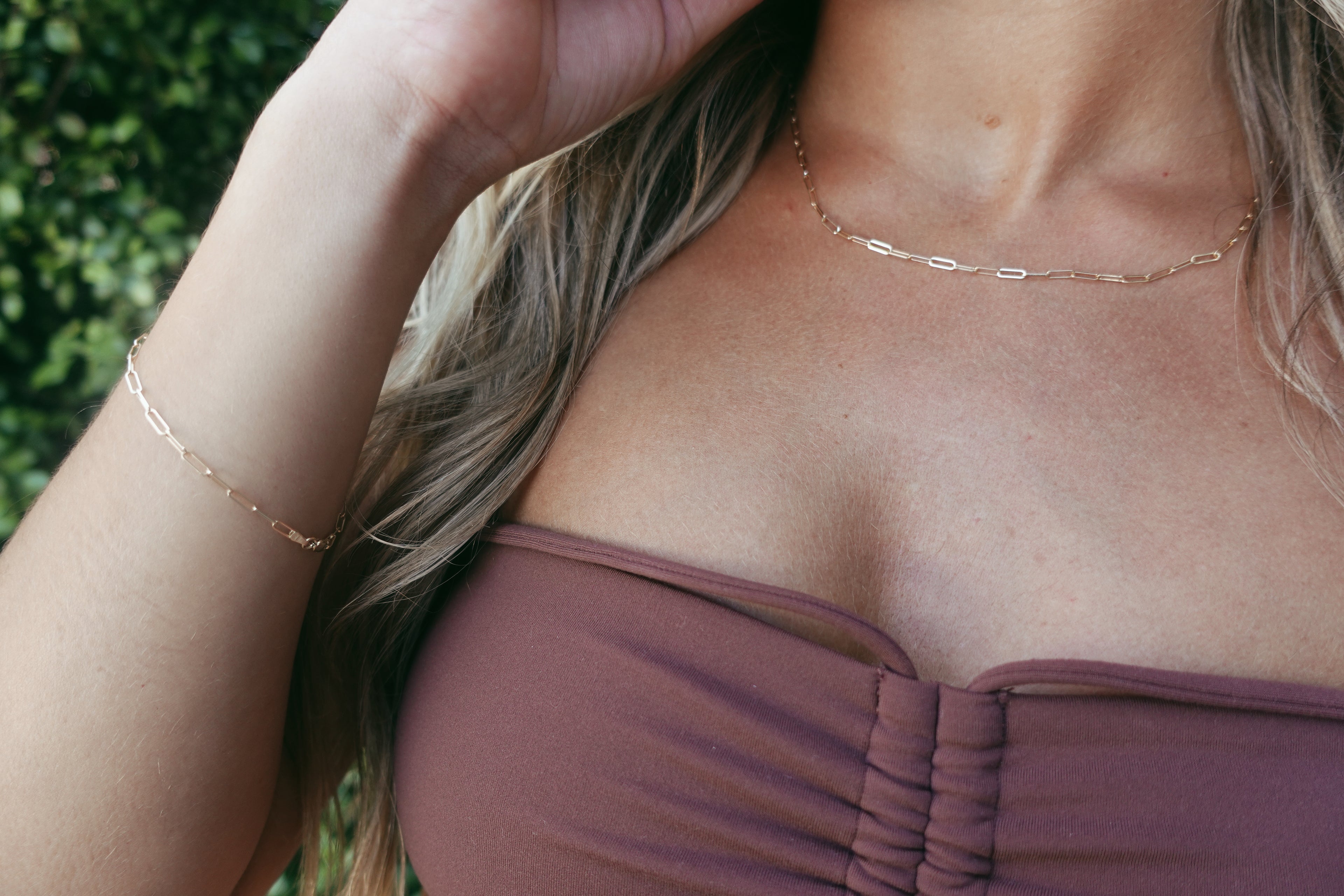 14K Gold Paper Clip Necklace