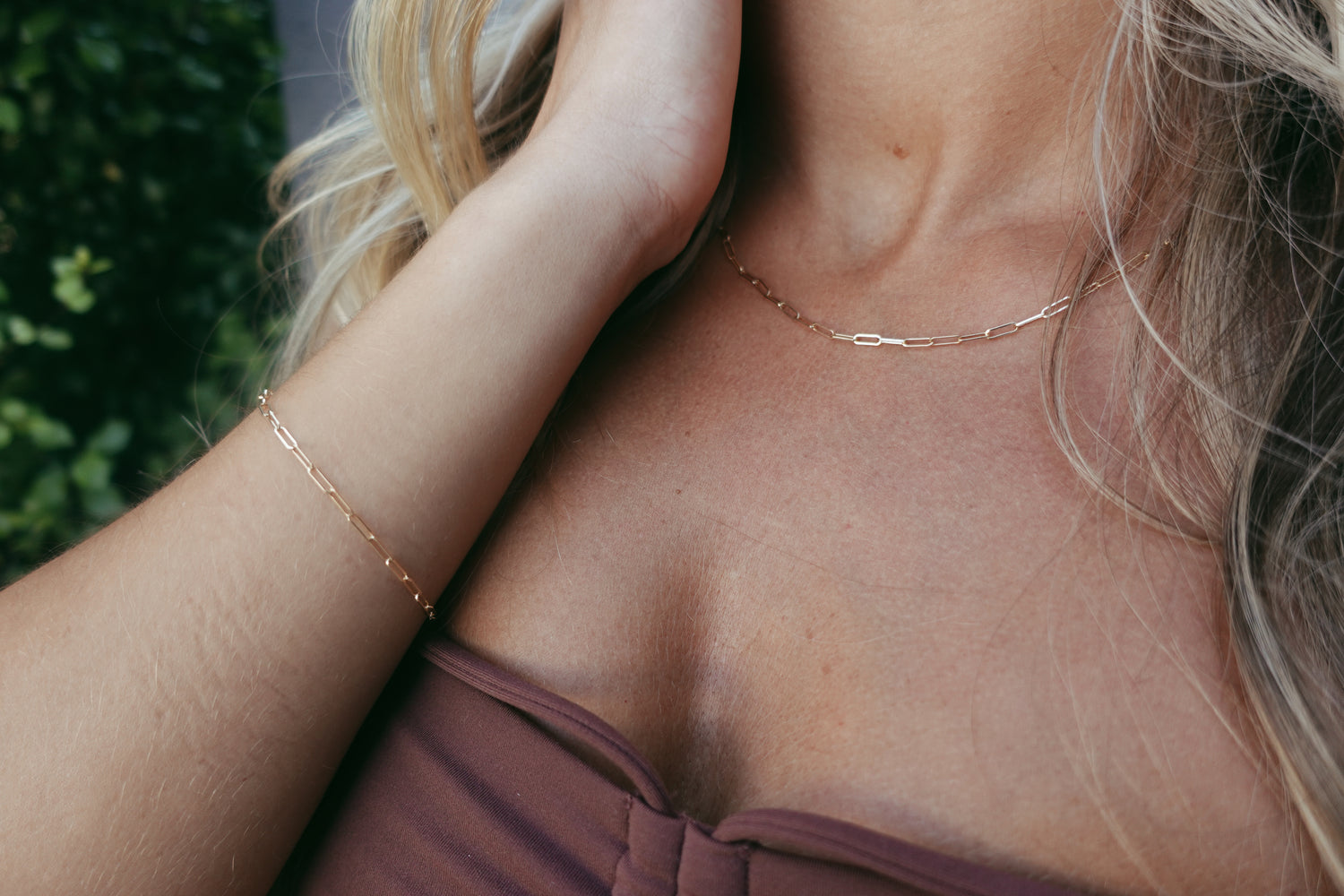 14K Gold Paper Clip Bracelet