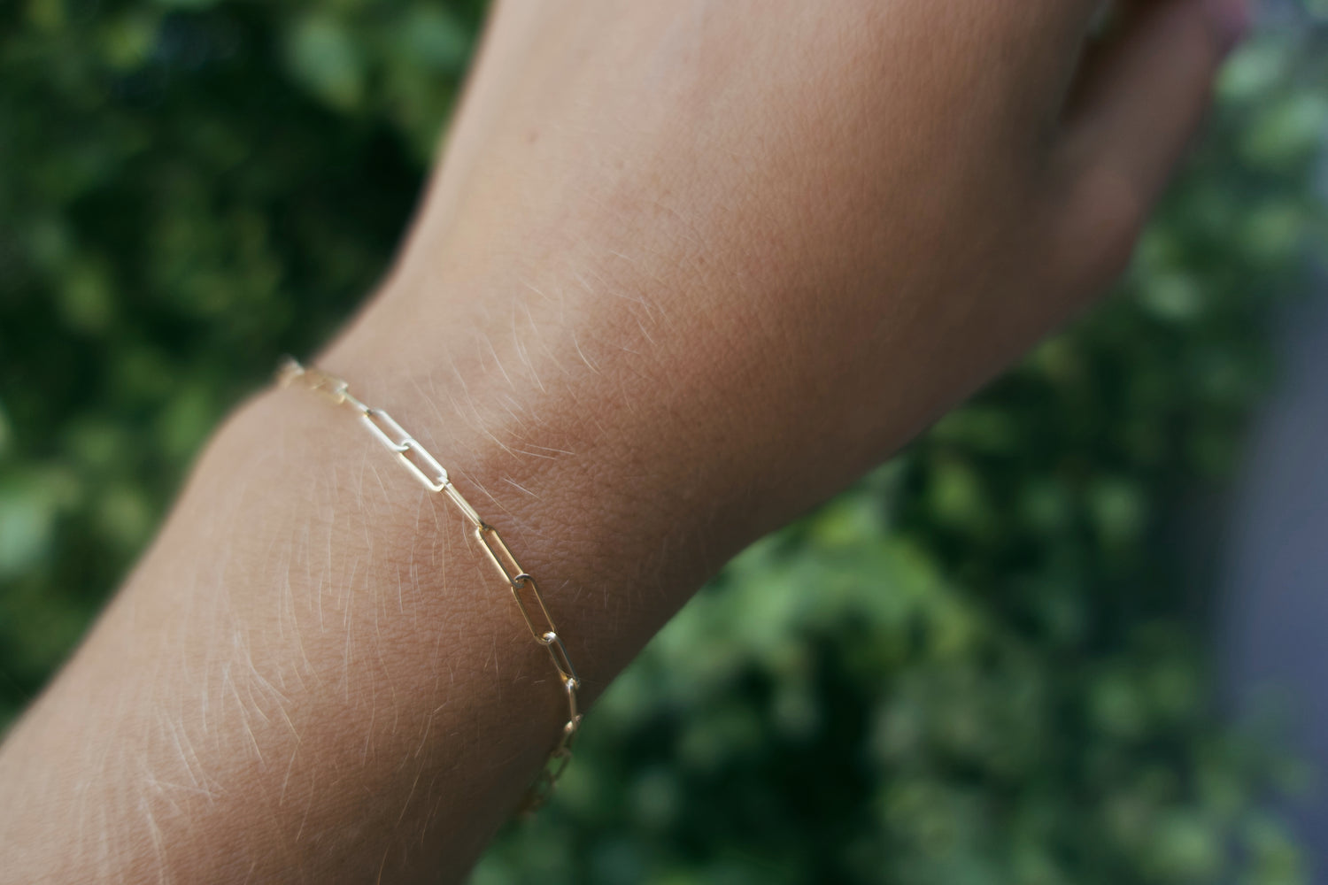 14K Gold Paper Clip Bracelet
