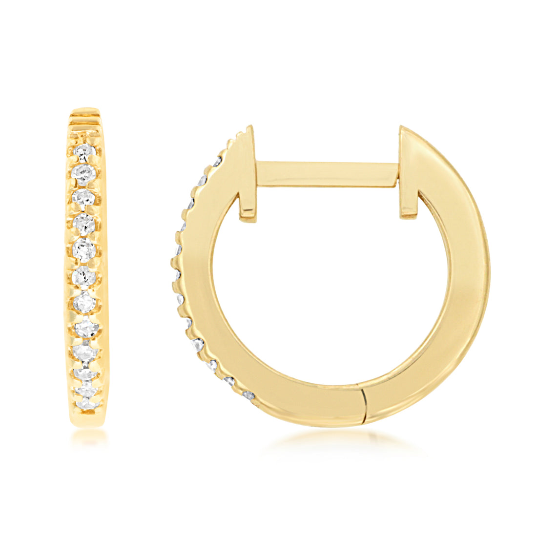 14K Classic Diamond Huggie Earrings