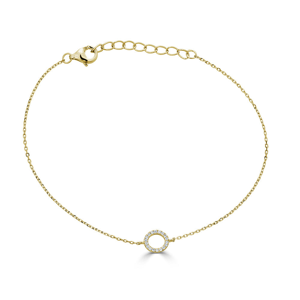 14K Diamond Open Circle Bracelet - Yellow Gold