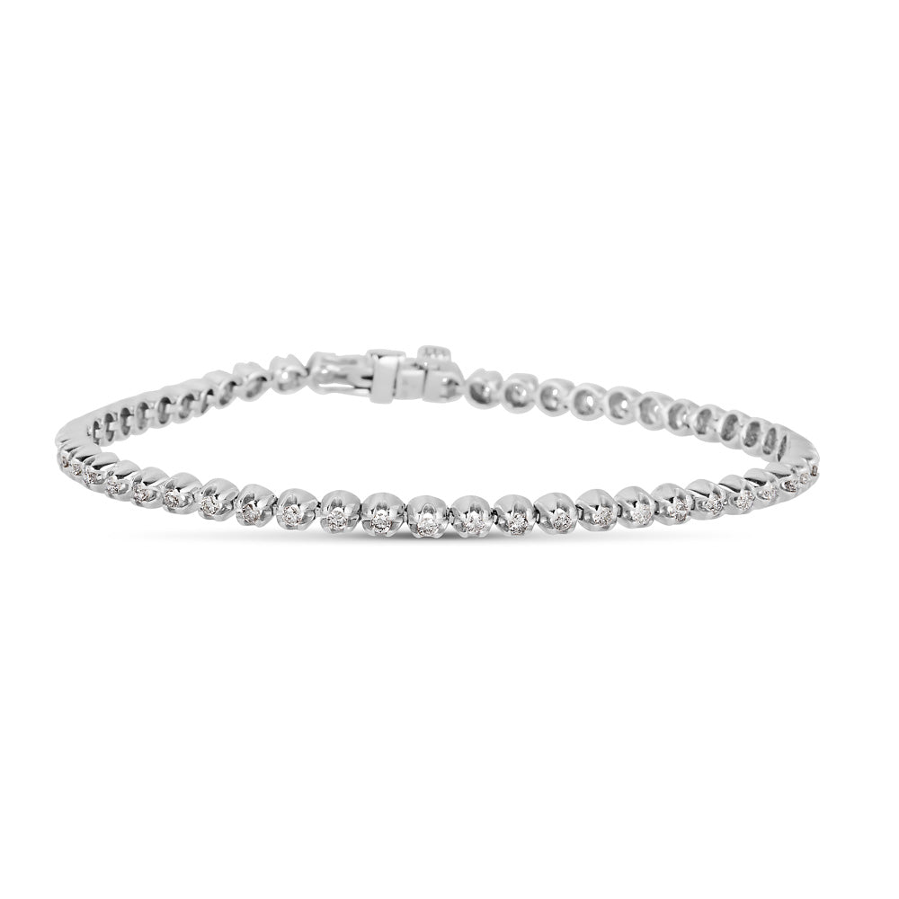 14K 1 Carat Diamond Tennis Bracelet - White Gold