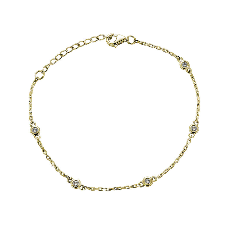 14K Bezel Station Bracelet