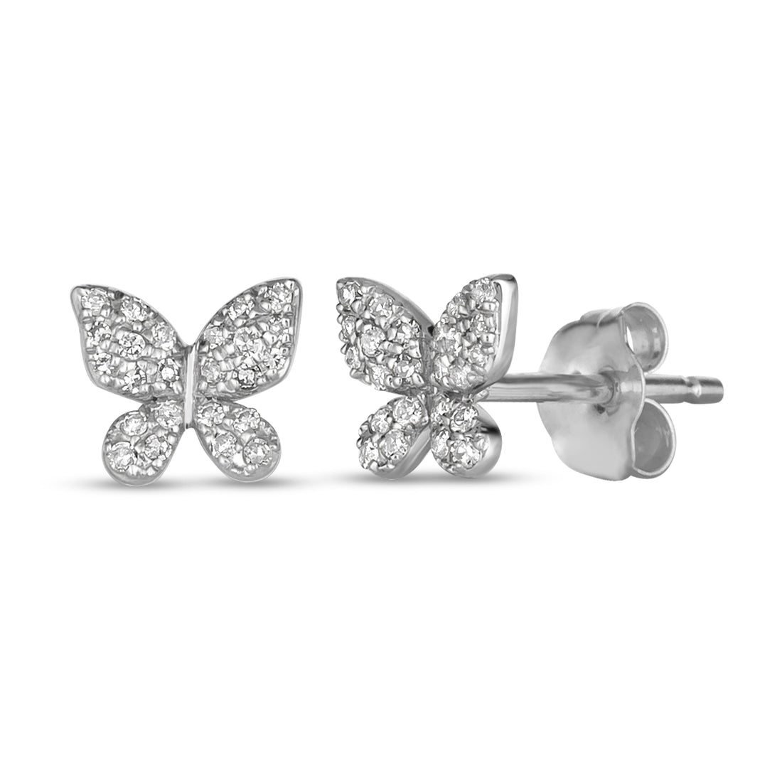 14K Diamond Butterfly Studs