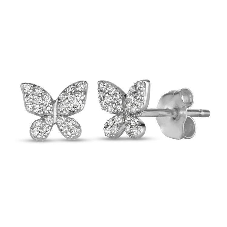 14K Diamond Butterfly Studs