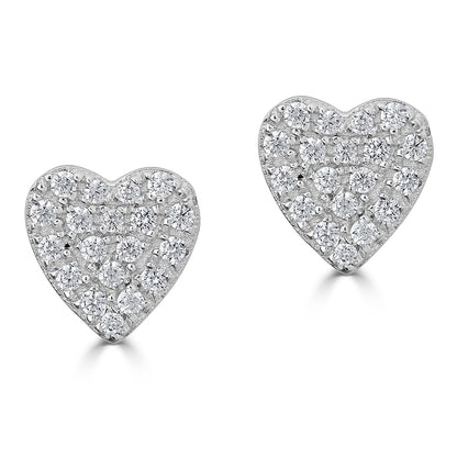 14K Diamond Heart Studs