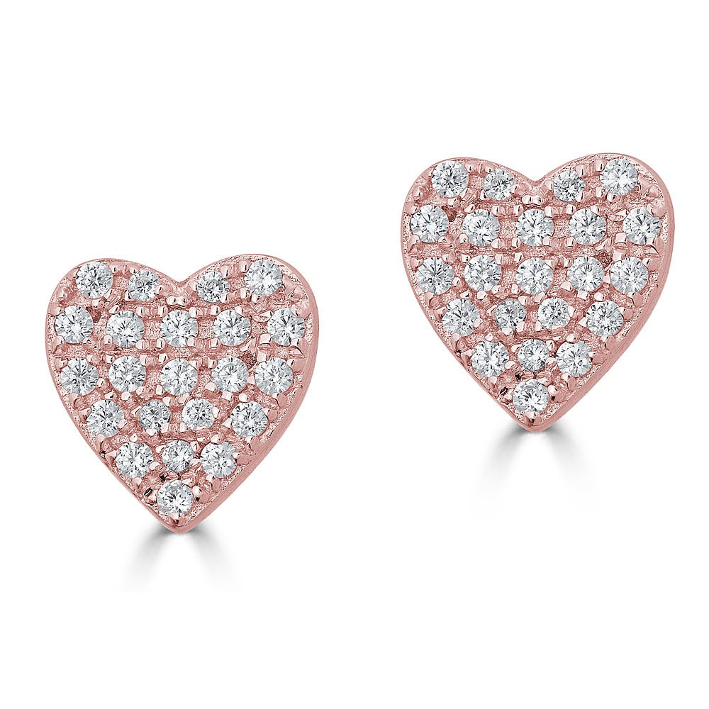 14K Diamond Heart Studs