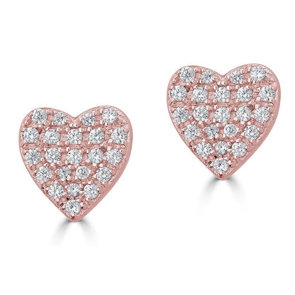 14K Diamond Heart Studs