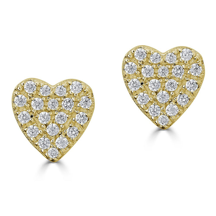 14K Diamond Heart Studs
