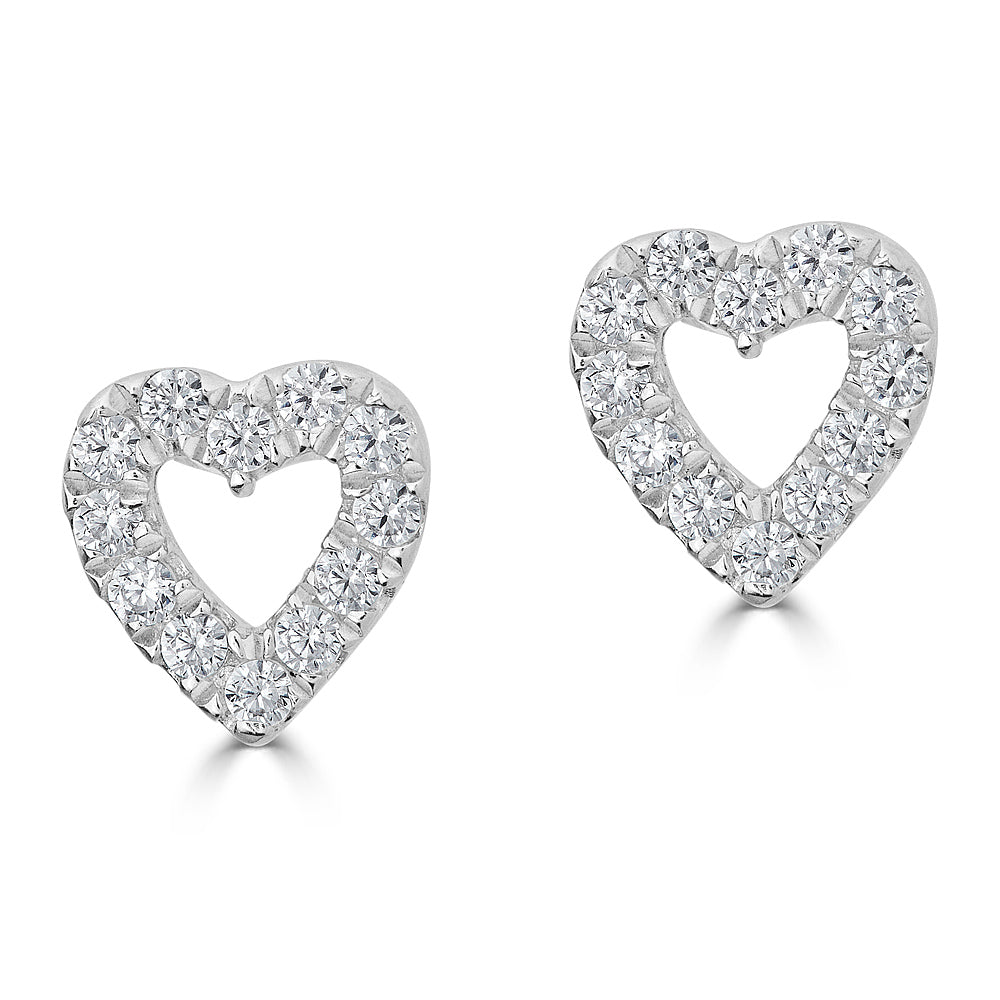 14K Diamond Open Heart Studs