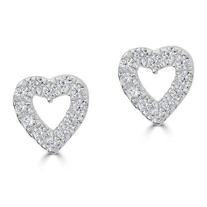 14K Diamond Open Heart Studs