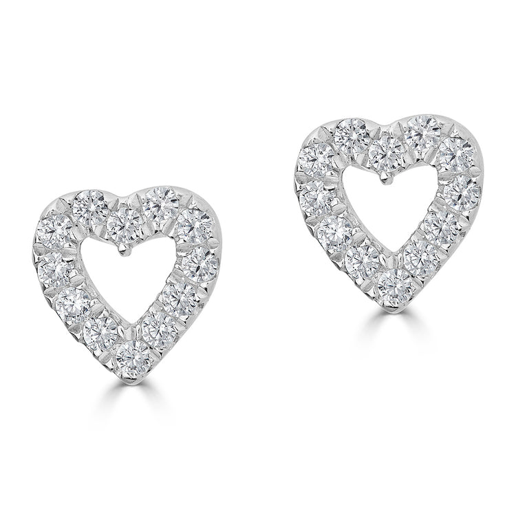 14K Diamond Open Heart Studs