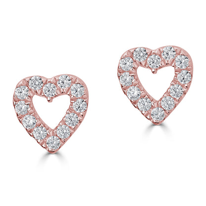 14K Diamond Open Heart Studs