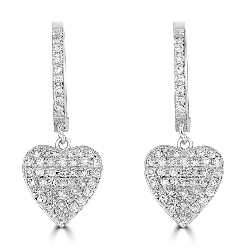 14K Diamond Heart Huggies