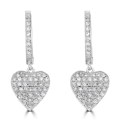 14K Diamond Heart Huggies