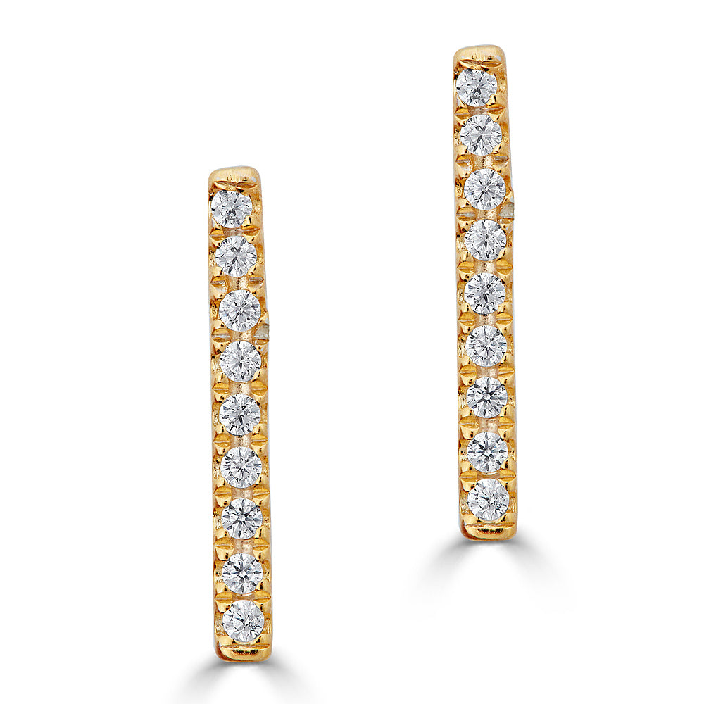 14K Diamond Bar Earrings - Yellow Gold