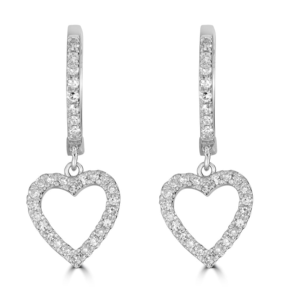 14K Diamond Open Heart Huggies