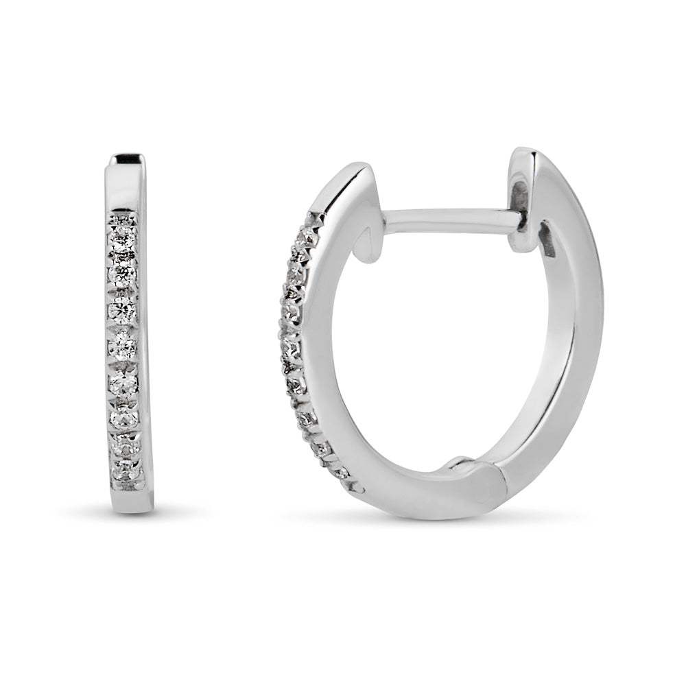 14K Chunky Huggie Earrings - White Gold