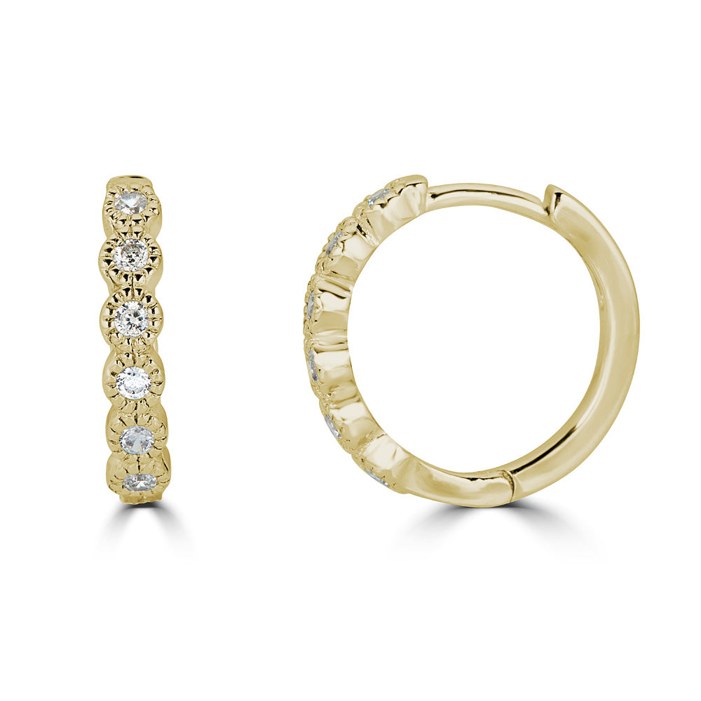 14K Bezel Huggies