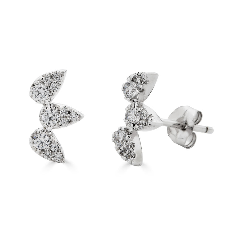 14K Diamond Pear Studs