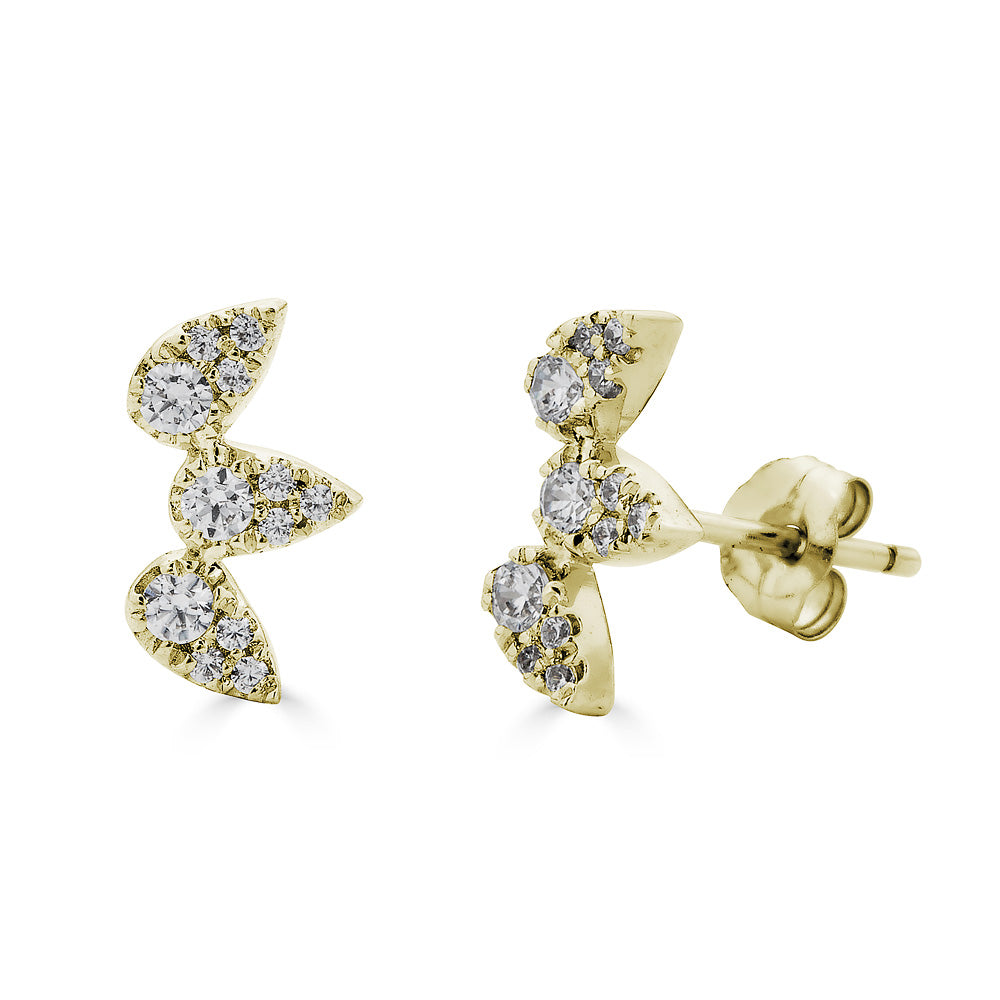 14K Diamond Pear Studs