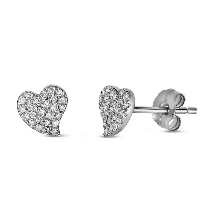 14K Diamond Curved Heart Studs