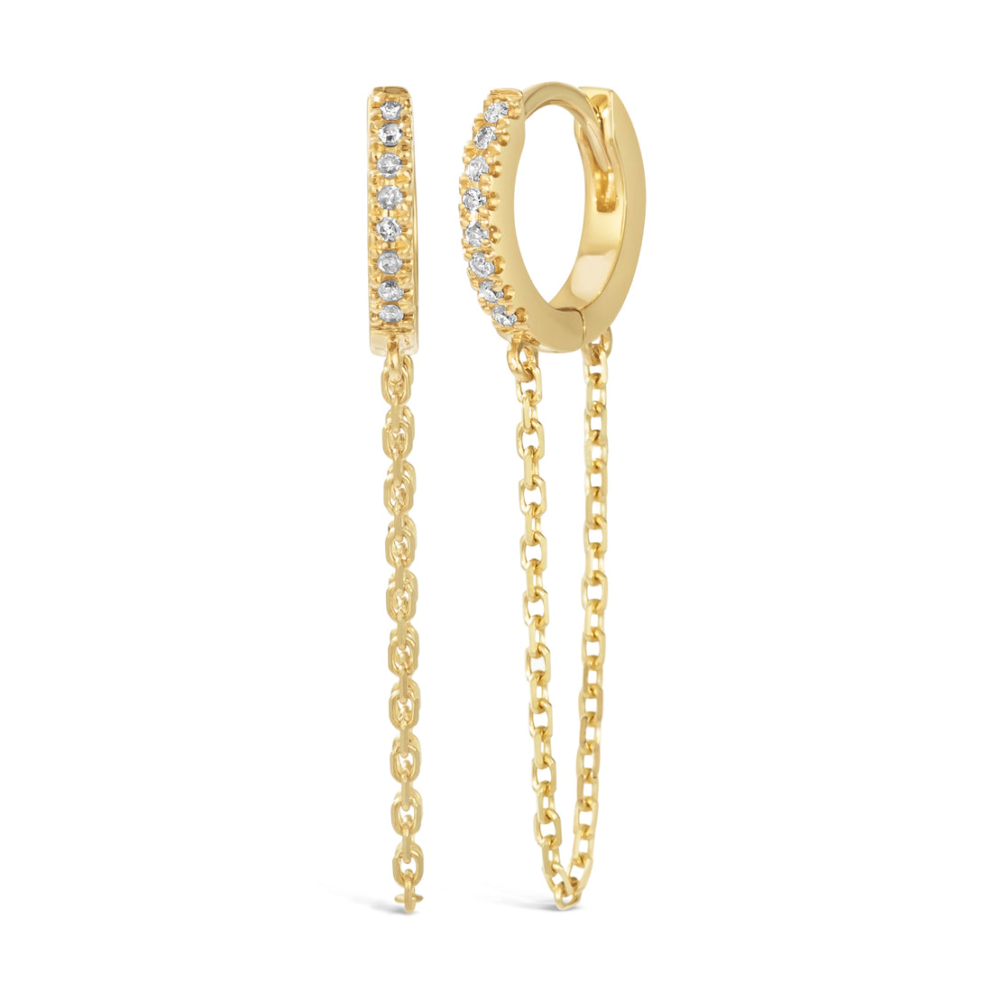 14K Mini Huggie Earrings with Chain