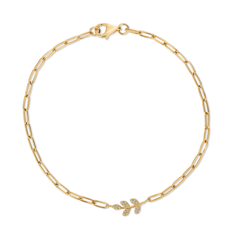 14K Diamond Leaf Bracelet