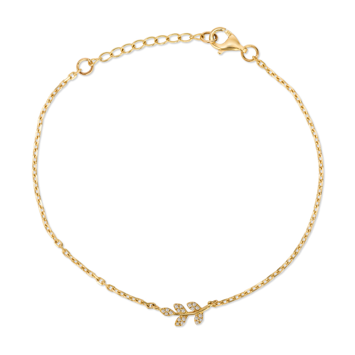 14K Diamond Leaf Bracelet