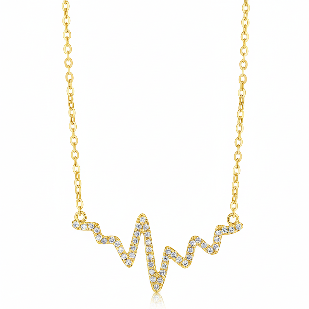 14K Gold Heartbeat Necklace