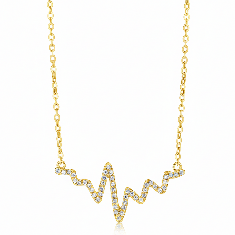 14K Gold Heartbeat Necklace