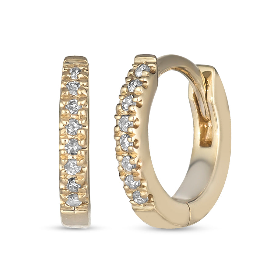 Diamond 14K Gold 12mm Classic Huggie Earrings